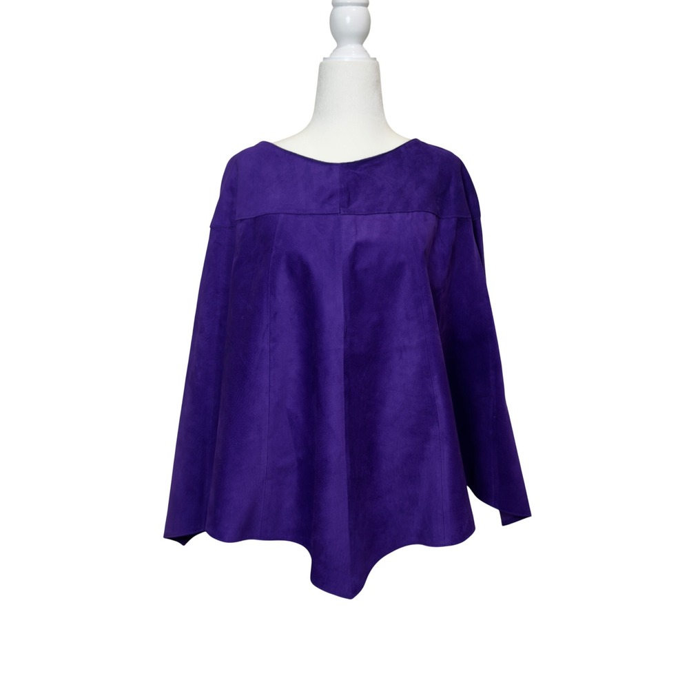 Arella Leather Purple Suede Cape One Size Made in USA NWT Vintage Style 836